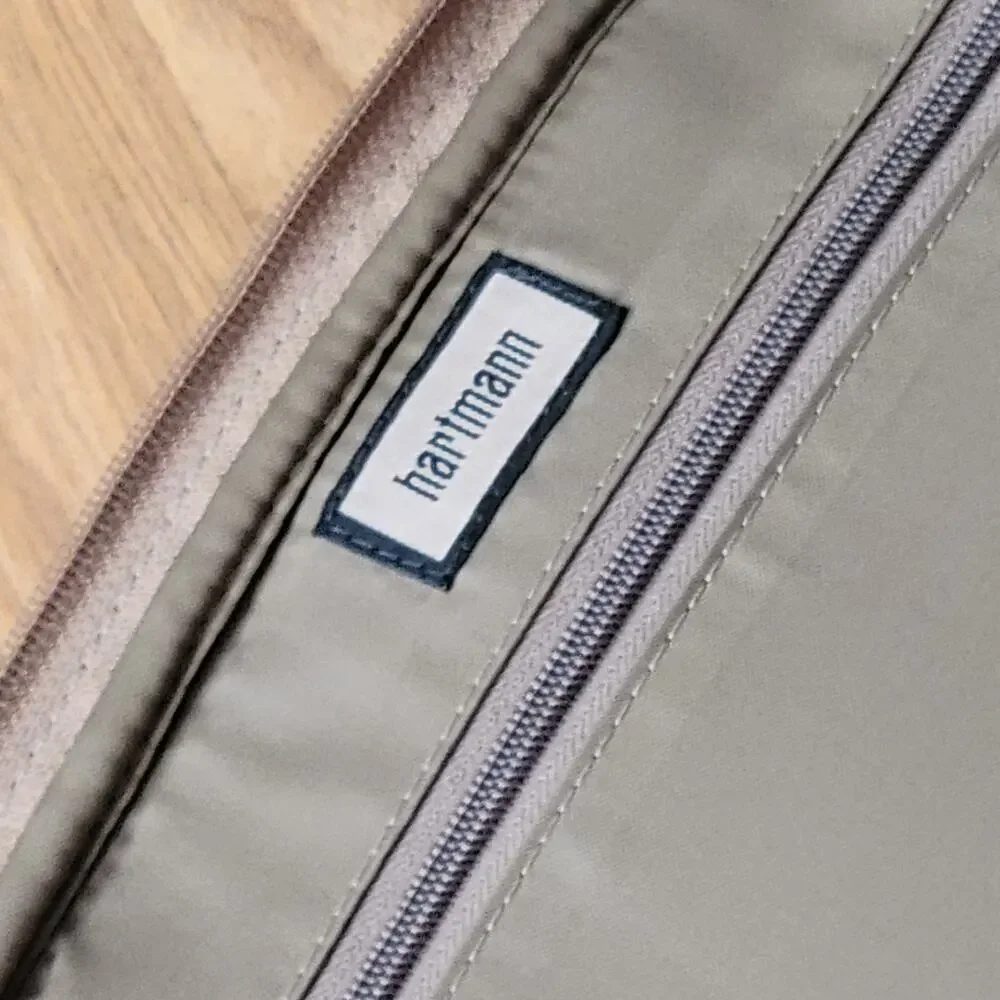 Vtg Hartmann Ziptop Canvas and Leather Briefcase Hudson Collection Tan and Brown